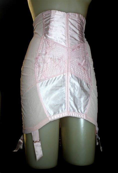 ~tpoo~vtg High Waist Pink Satin Always Twenty One Smoothie Girdle Wow Pink Satin Vintage