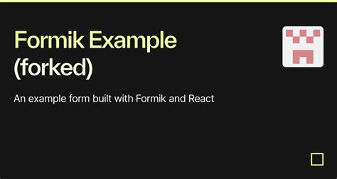 Formik Example Forked Codesandbox