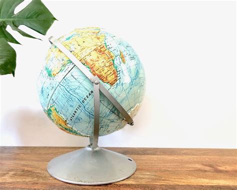 Vintage Globe 12 Blue World Globe Raised Sculptural Etsy Vintage