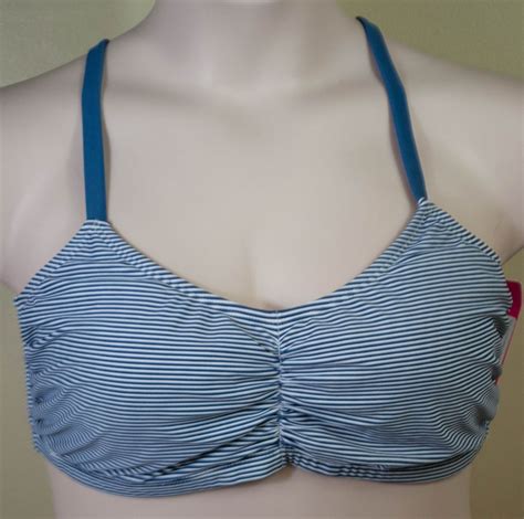 Xhilaration Women Navy White Stripe Bikini Top Size 20W EBay