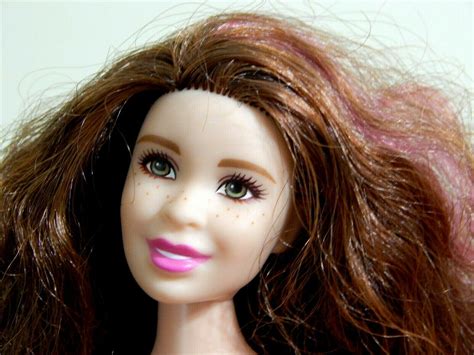 Nude Curvy Fashionista Barbie Doll Freckles Curly Hair W Pink Streak For Ooak