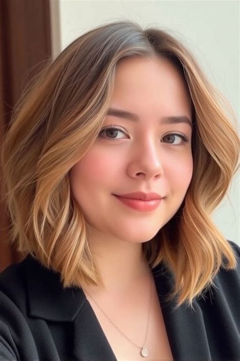 Wavy Lob Haircuts For Effortless Glamour Warm Honey Blonde Lob