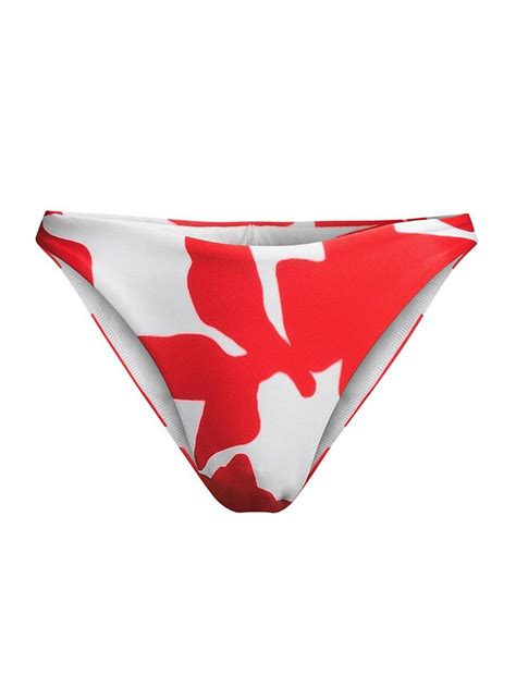 Buy MILLY Margot Grand Foliage Bikini Bottom Red White At 25 Off