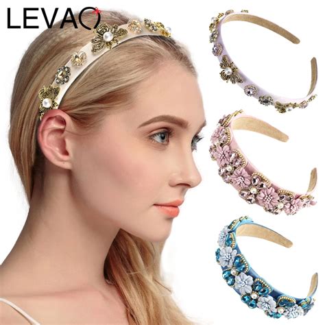 Levao Women S Luxury Crystal Headband Elegant Ladies Metal Flower Bee