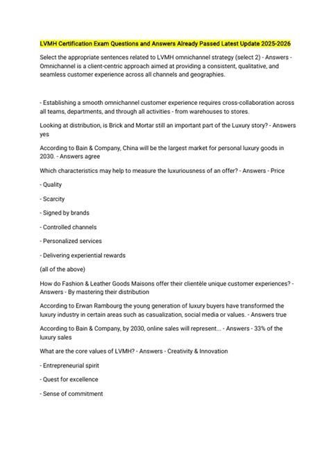 LVMH Bundled Questions Answered Correctly Latest Update 2025/2026