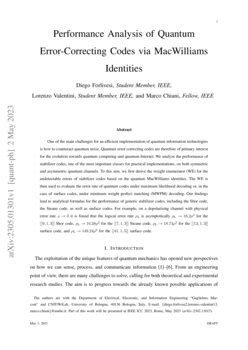 Performance Analysis Of Quantum Error Correcting Codes Via MacWilliams