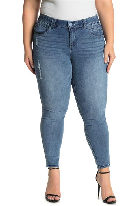 Democracy Denim Ab Tech Premium Skinny Ankle Jeans Plus Size In Blue