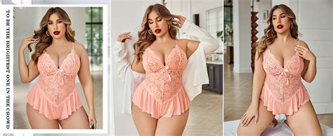 Avidlove Sexy Lingerie For Women Plus Size Bodysuit Black Lace Teddy Babydoll One Piece Chemise