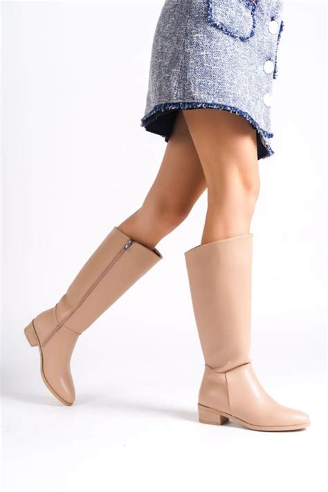 Ayakkabı Podyumum EDA Nude Hazır Taban 3 cm Fermuarlı Çizme Fiyatı Yorumları