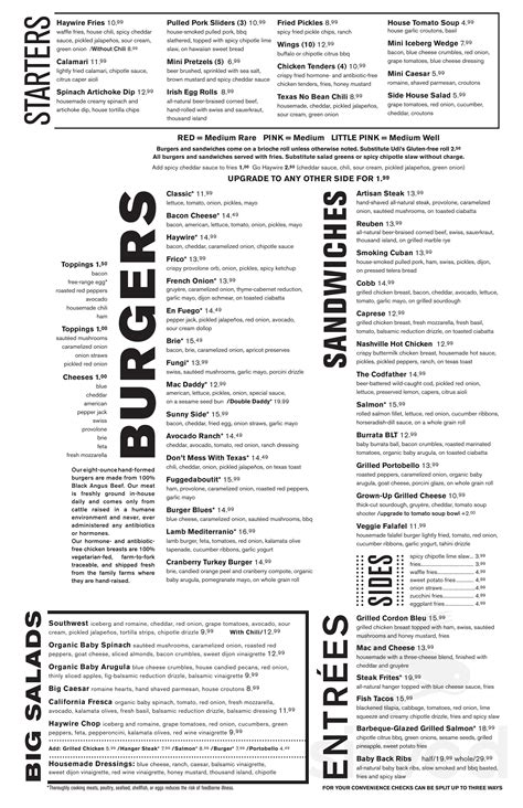 Menu for Haywire Burger Bar in Westbrook, CT | Sirved