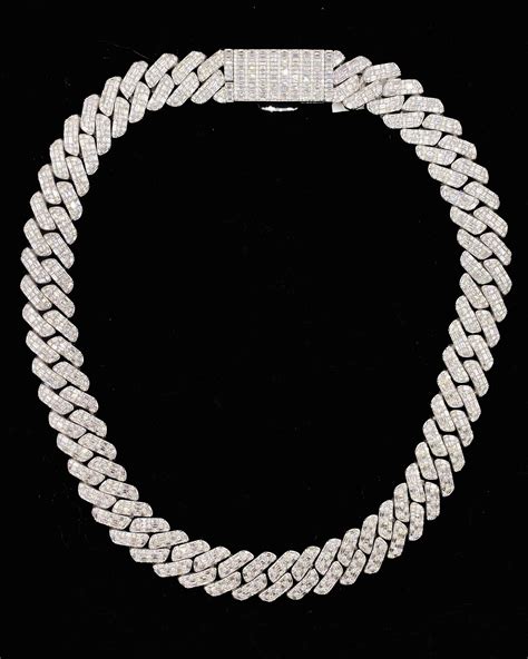 14kt White Gold Diamond Cuban Link Chain With 4360ct Diamonds For Sale