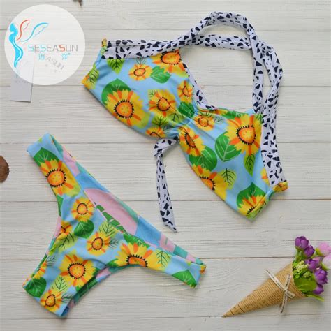 SESEASUN Women Swimwear Two Piece Bikini Set Hot Summer Bandage Fold