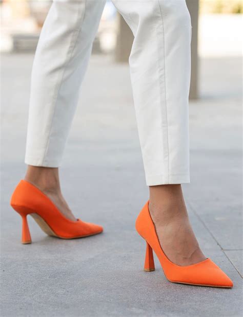 orange heels shoes high heels shoes pumps women shoes trend women