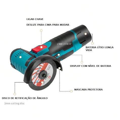 Lixadeira Esmerilhadeira Bivolt Sem Fio 2 Baterias Recarregáveis