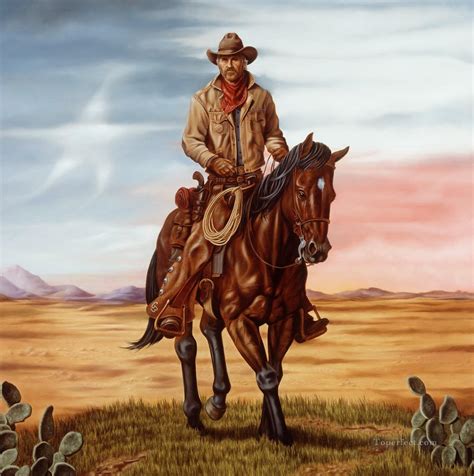 Far West Cowboy Far West Peinture Tableau En Vente