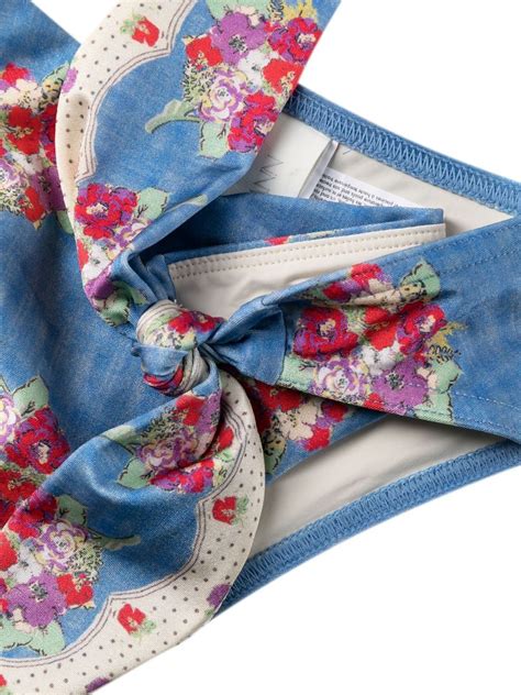 Zimmermann Pc Clover Scarf Bikini Set In Blue ModeSens