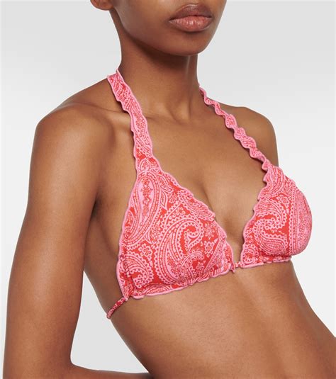 Tangier Reversible Ruffle Triangle Bikini Top In Red Heidi Klein