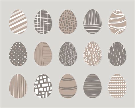 easter eggs minimalist design. A set of 15 elements in neutral colors