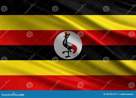 Uganda Flag with Fabric Texture, Official Colors, 3D Illustration Stock ...