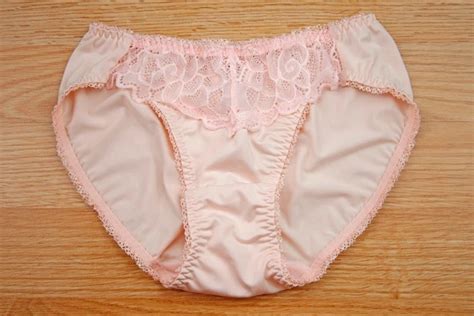Vintage Japanese Nylon Shiny Slippery Pretty Cute Light Cream Bikini Panty Small