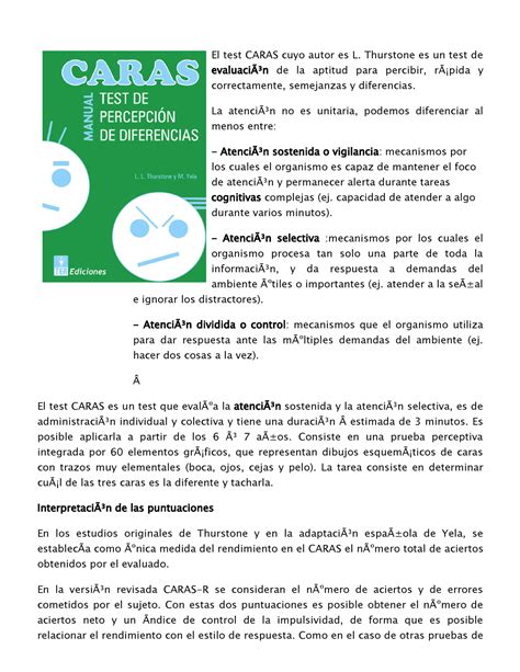 Test Caras O De Percepción De Diferencias Prueba Para Evaluar La Atención En El Tdah El Test