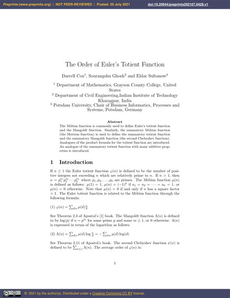 order  eulers totient function