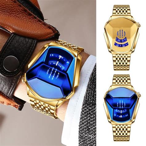 Купить Крутые мужские часы с зеркальным блеском, водостойкий золотой ...