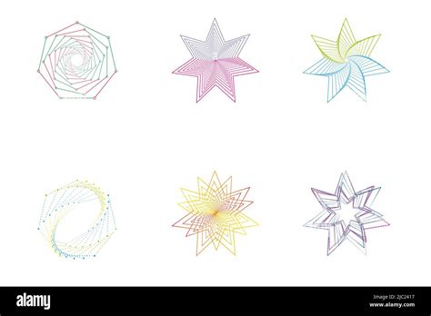 Set Of Spirals Stars Line Art Design Elements Line Abstract Patterns