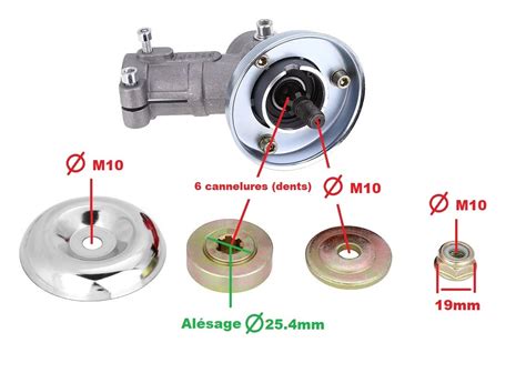 Renvoi de débroussailleuse 26mm Axe rond de 9 cannelures COMPLET