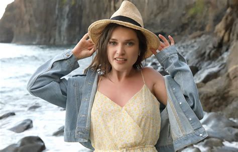 Wallpaper Hat Short Hair Model Brunette Gorgeous Photoshoot Posing Amelia For Mobile And