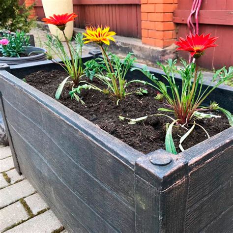 Большой пластиковый ящик для цветов PLANTER TEAK L ROTO коричневого ...