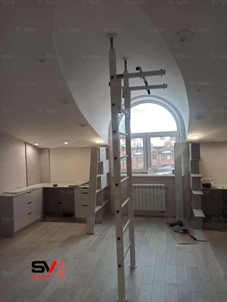 Спортивная стенка враспор с турником, брусьями и детскими навесными в ...