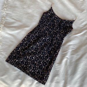 S Black Lace Nude Illusion Spaghetti Strap Dress Gem