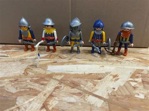 PLAYMOBIL LOT 5 Figurines Moyen âge Chevaliers accessoires EUR 5 34