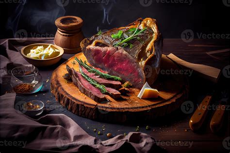 illustration of freshly grilled tomahawk steaks on wooden cutting board