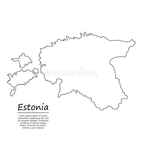 Simple Outline Map Of Estonia Silhouette In Sketch Line Style Stock