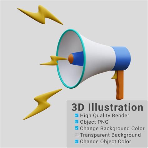 Alto Falante De Megafone De Ilustração 3d Psd Premium