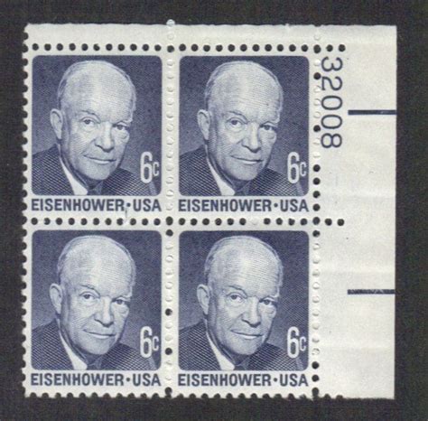 Scott Dwight D Eisenhower Plate Block Mnh The Stamp Nut