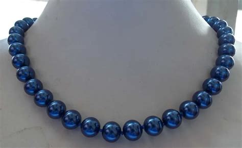 10mm Lovely Blue South Sea Shell Pearl Necklace 18 AAA GRADE