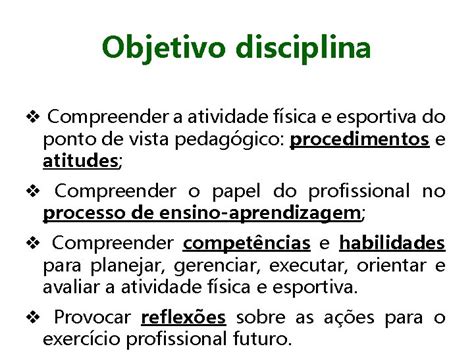 Objetivo Da Disciplina Conceitos Da Pedagogia Do Esporte