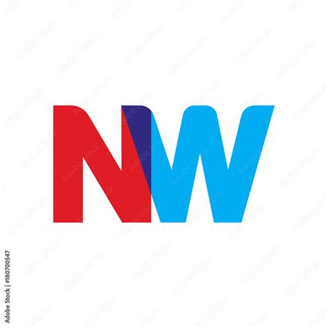 initial letter nw overlapping transparent uppercase logo modern red