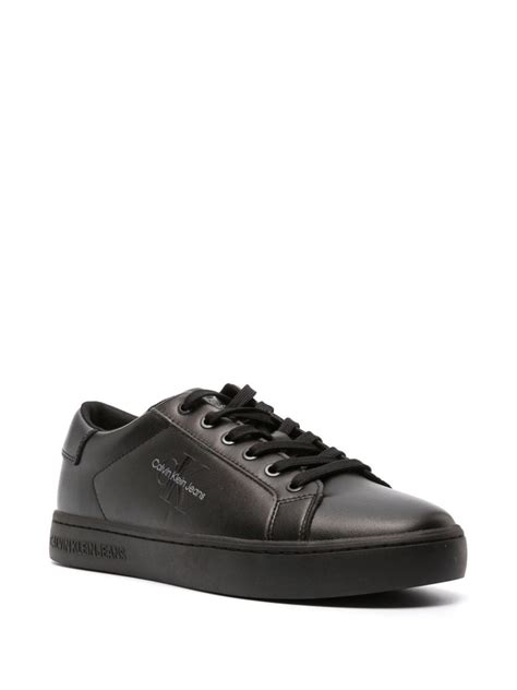 Calvin Klein Jeans Logo Embossed Leather Sneakers Black Farfetch