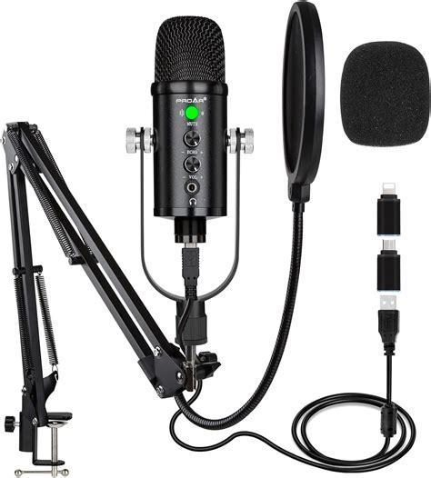 USB Microphone Condenser Computer PC Gaming Mic Podcast Microphone Kit ...