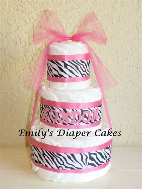 Diaper Cakes By Emily Hot Pink And Zebra Diaper Cake