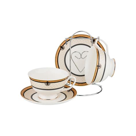 Посуда керамическая "Lefard" Чайный набор на 2 персоны на подставке 220 ...