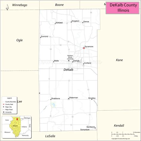 Map Of Dekalb County Illinois Showing Cities Highways And Important