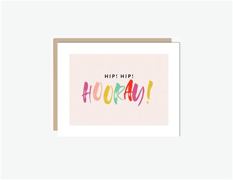 Hip Hip Hooray Birthday Card Modern Lettering Card Happy Happy