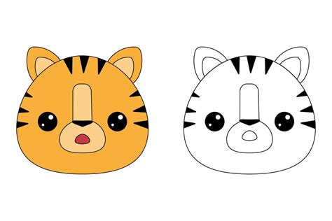 La Cabeza De Un Animal De Dibujos Animados Cabeza De Tigre Dibujo De