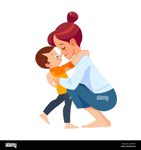 Descargar Este Vector Madre E Hijo Mam Abrazando A Su Hijo Con Mucho