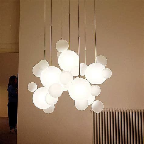 Susuo Milk White Frosted Glass Bubble Cluster Pendant Lighting For Ceiling Novelty 5 Lights